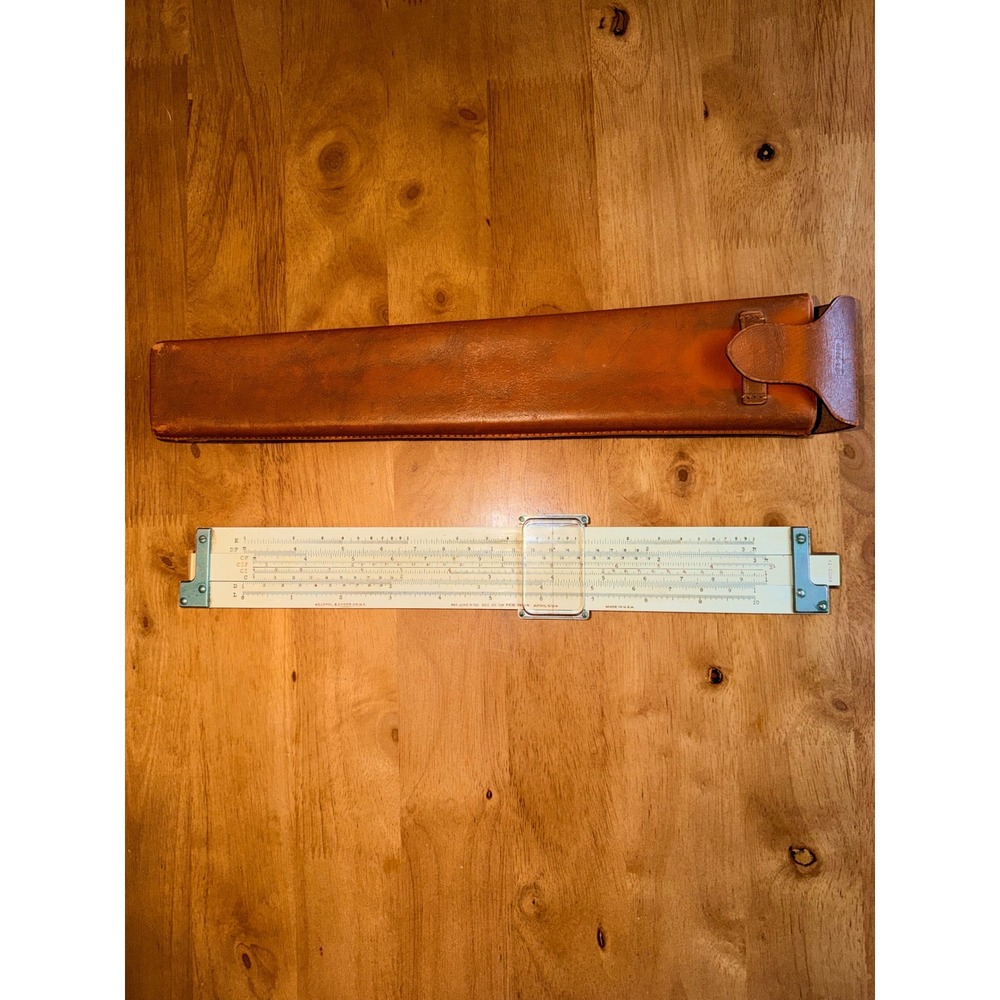 Vintage Keuffel & Esser K&E Log Duplex Decitrig Slide Rule 4081-3 Leather Case